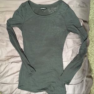 Sheer layering grey lace long sleeve shirt